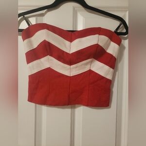 Forever 21 Red and White Sleeveless Crop Bustier